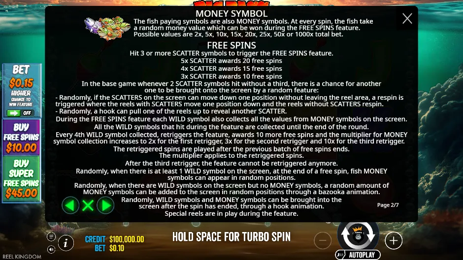 Símbolo Money y tiradas gratis