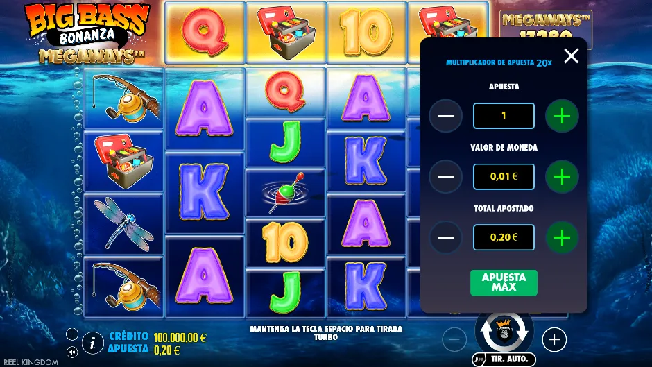 Big Bass Bonanza Megaways — menú de apuesta