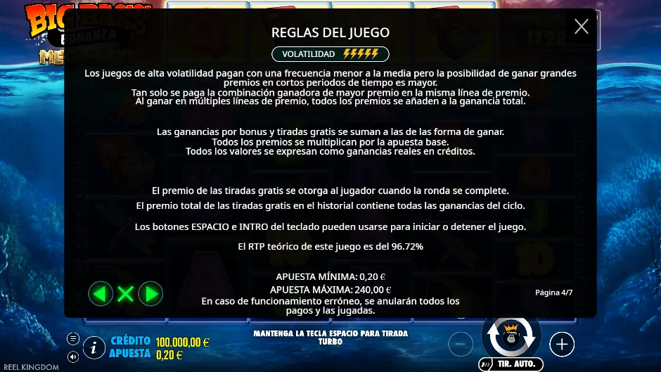 Big Bass Bonanza Megaways — reglas y RTP