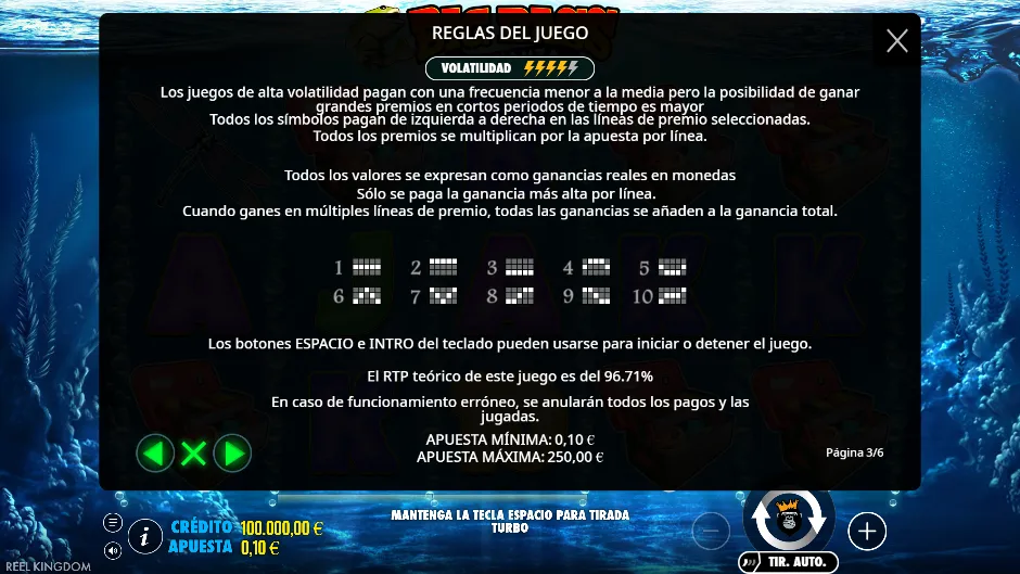 Big Bass Bonanza — reglas, RTP y volatilidad