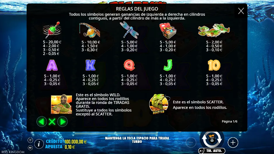 Big Bass Bonanza — tabla de pagos