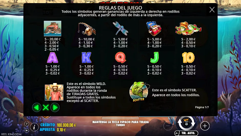Big Bass Splash — tabla de pagos